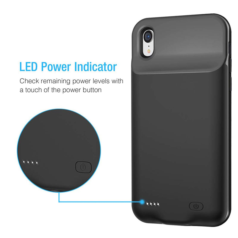  [AUSTRALIA] - Battery Case for iPhone XR, Enhanced 7000mAh Portable Protective Charging Case Compatible with iPhone XR (6.1 inch) Rechargeable Extended Battery Charger Case (Black) Black