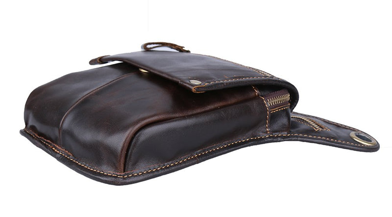 Genda 2Archer Genuine Leather Fanny Pack Waist Hip Purse Tactical Belt Bag (Dark Brown) Dark Brown - LeoForward Australia