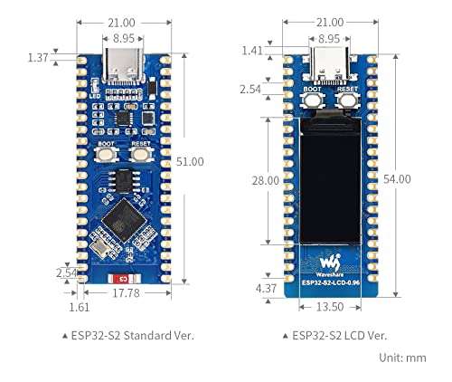  [AUSTRALIA] - ESP32-S2 MCU WiFi Development Board with Pre-Soldered Header,2.4 GHz WiFi 240 MHz Xtensa Single-Core 32-Bit LX7 Microcontroller Support Raspberry Pi Pico Expansion Board