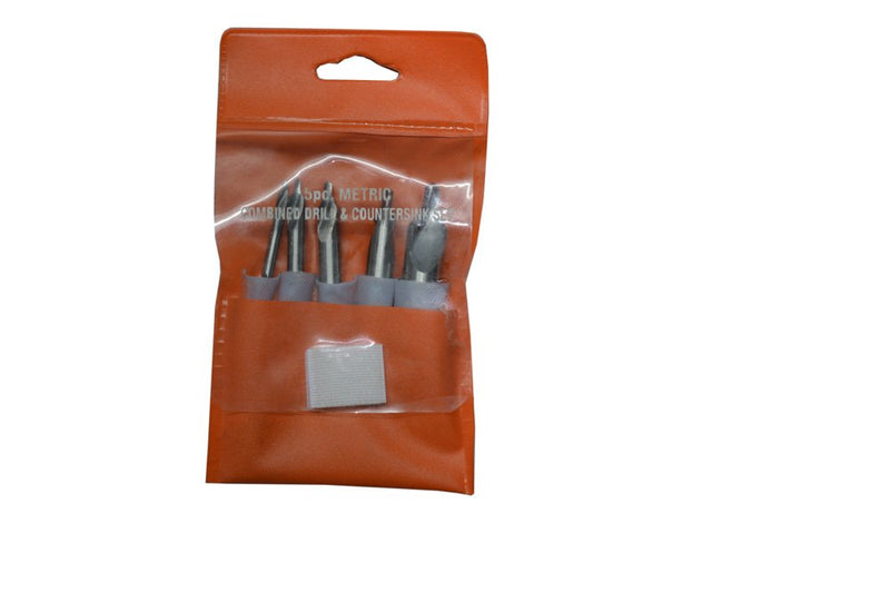 5 Piece Industrial Tools HSS M2 Center Drill & Countersink Set 60 Degree Included Angle - Pouch Packed - LeoForward Australia