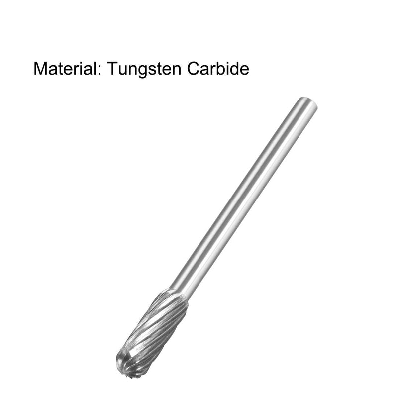 uxcell Tungsten Carbide Rotary Files 1/8" Shank, Single Cut Cylindrical Radius End Rotary Burrs Tool 4mm Dia, for Die Grinder Drill Bit Alloy Steel Hard Metal Carving Polishing, 2pcs - LeoForward Australia