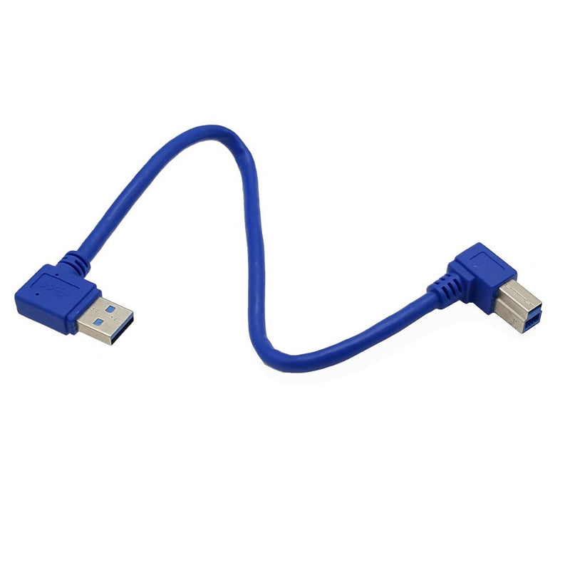  [AUSTRALIA] - Angled USB 3.0 Printer Cable;Seadream 1 ft / 30cm SuperSpeed USB 3.0 A Male Plug 90 Degree Right Angle to USB 3.0 B Male Left Angle Cable; A Right to B Left