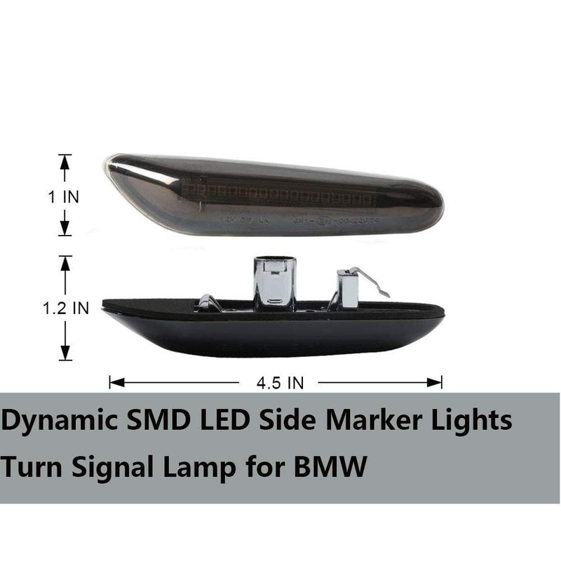 Jinfili Sequential Dynamic Dark Smoked Lens Full LED Front Fender Side Marker Light Turn Signal Lamp Assembly Replacement For BMW E90 E91 E92 E93 E60 E61 E82 E83 E88 - LeoForward Australia