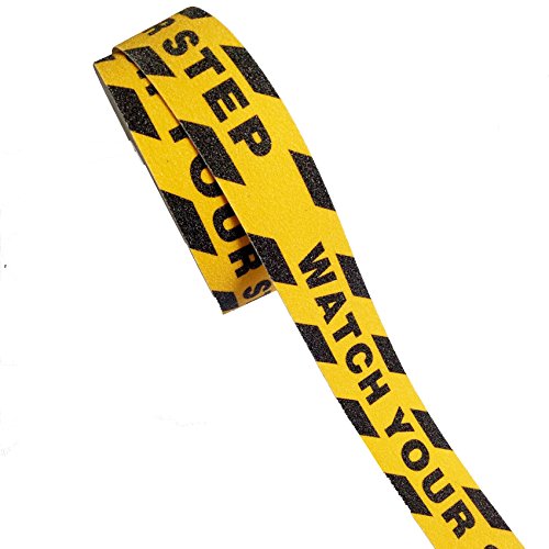  [AUSTRALIA] - Black Yellow Anti Slip Tape Printed"Watch Your Step" 1.97 Inch x 16.4 Foot Anti-Slip Tape, Floor Tape,Stairs Tape,Safety Tape Roll (Black Yellow)