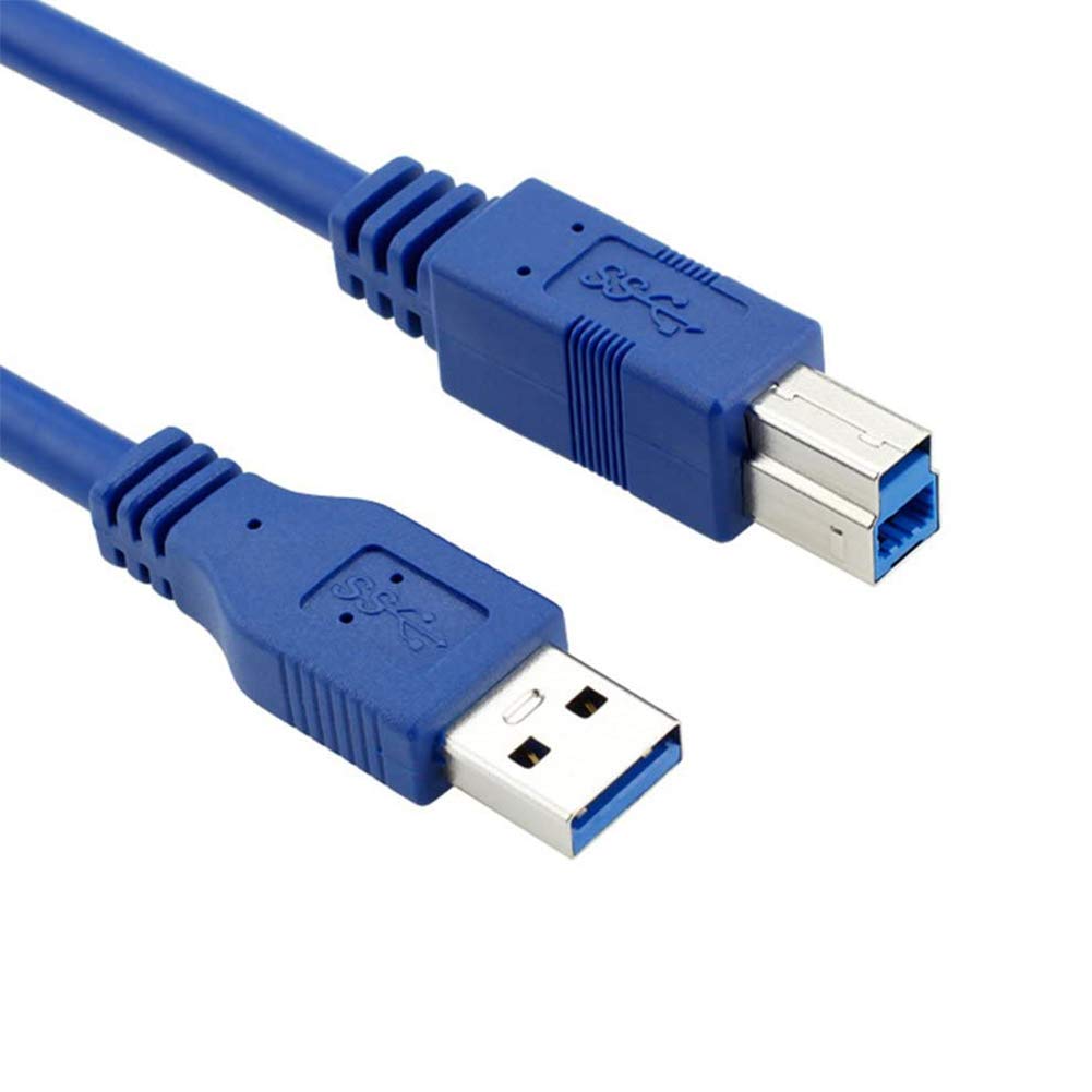  [AUSTRALIA] - Bluwee USB 3.0 Cable - Type A-Male to Type B-Male - 6 Feet (1.8 Meters) - Round Blue 6 FT