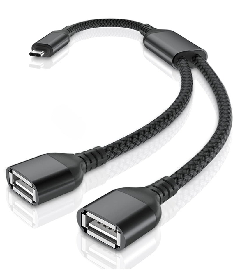  [AUSTRALIA] - Basesailor USB C Male to Dual USB Female Cable Adapter 1FT,Thunderbolt 3 to Double Type A 2.0 OTG Splitter Cord Converter for MacBook,iPad Air Mini,Microsoft Surface Go,Galaxy Note 20 S23 S21 S22 Black