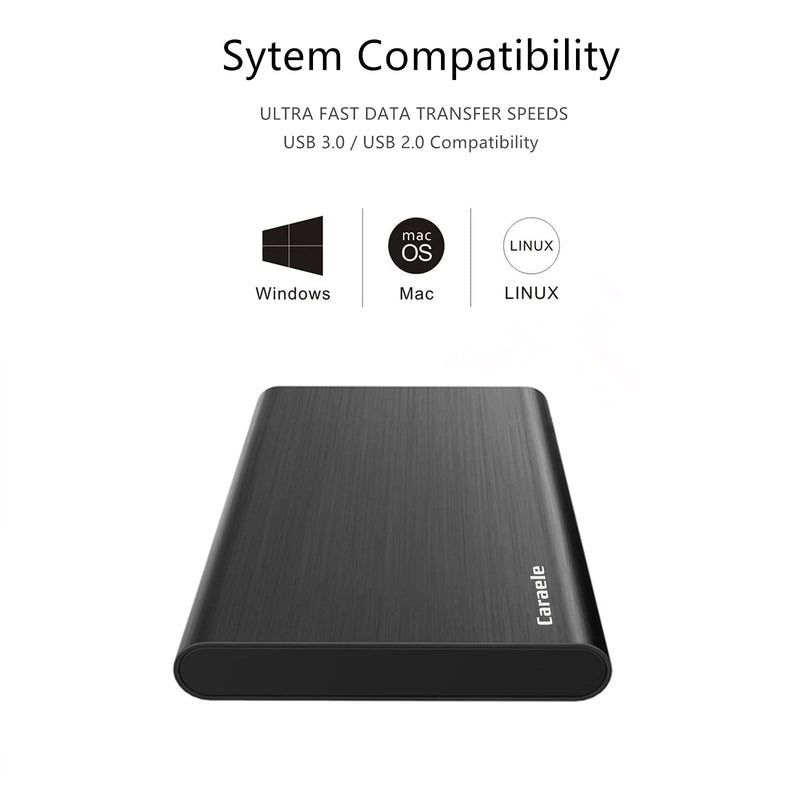  [AUSTRALIA] - Caraele 320GB Ultra Slim Portable External Hard Drive USB3.0 HDD Storage Compatible for PC, Desktop, Laptop, MacBook, Chromebook, Xbox One, Xbox 360, PS4 (Black) Black