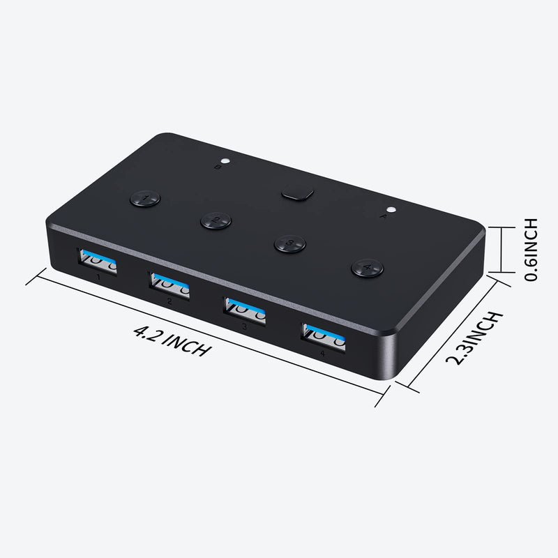  [AUSTRALIA] - ANYOYO USB 3.0 KVM Switch Selector 4 Port 2 Computers Peripheral Switcher Adapter with One Button Switch and Independent USB Switch for PC Mouse Keyboard Scanner Printer USB hubs