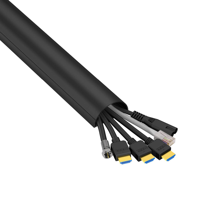  [AUSTRALIA] - D-Line Cord Hider 2-Pack, Cable Raceway, Desk Cable Management, Cord Cover Wall, Decorative Cable Concealer, TV Wire Covers, Hide Cords - 2X 2in W x 1in H x 39in Lengths (78in Total) - Black Large 2-Pack