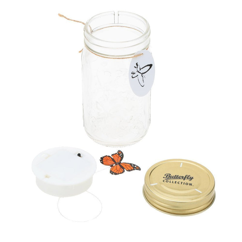 Herebuy8 Romantic Butterfly Collection- Animated Butterfly in a Jar with LED Lamp (Orange) Orange - LeoForward Australia