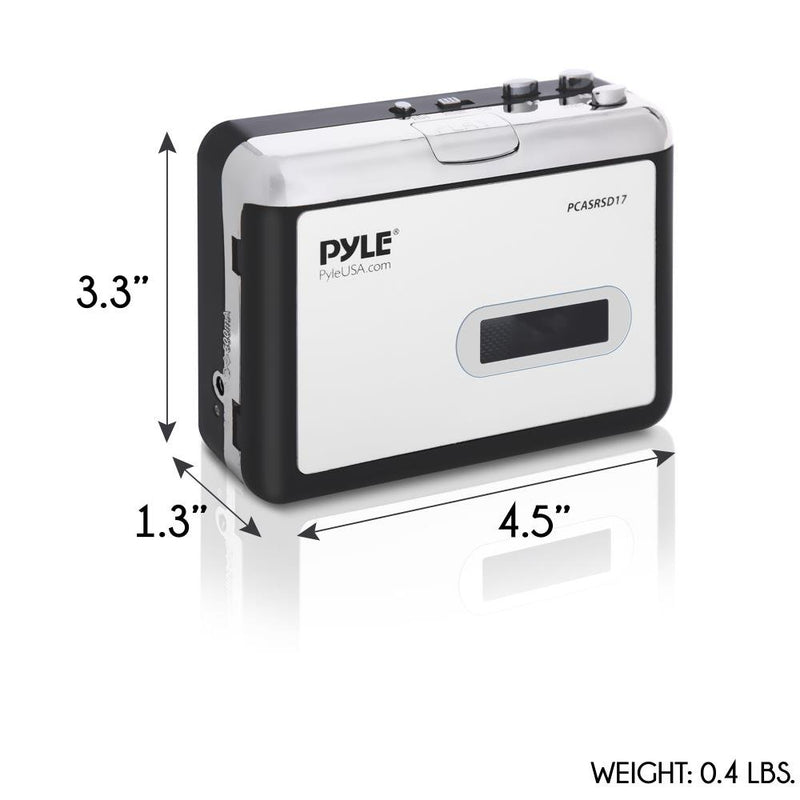  [AUSTRALIA] - 2-in-1 Cassette-to-MP3 Converter Recorder - USB Walkman Cassette Player - Portable Battery Powered Tape Audio Digitizer with 3.5mm Audio Jack Headphones- Pyle (PCASRSD17) , White