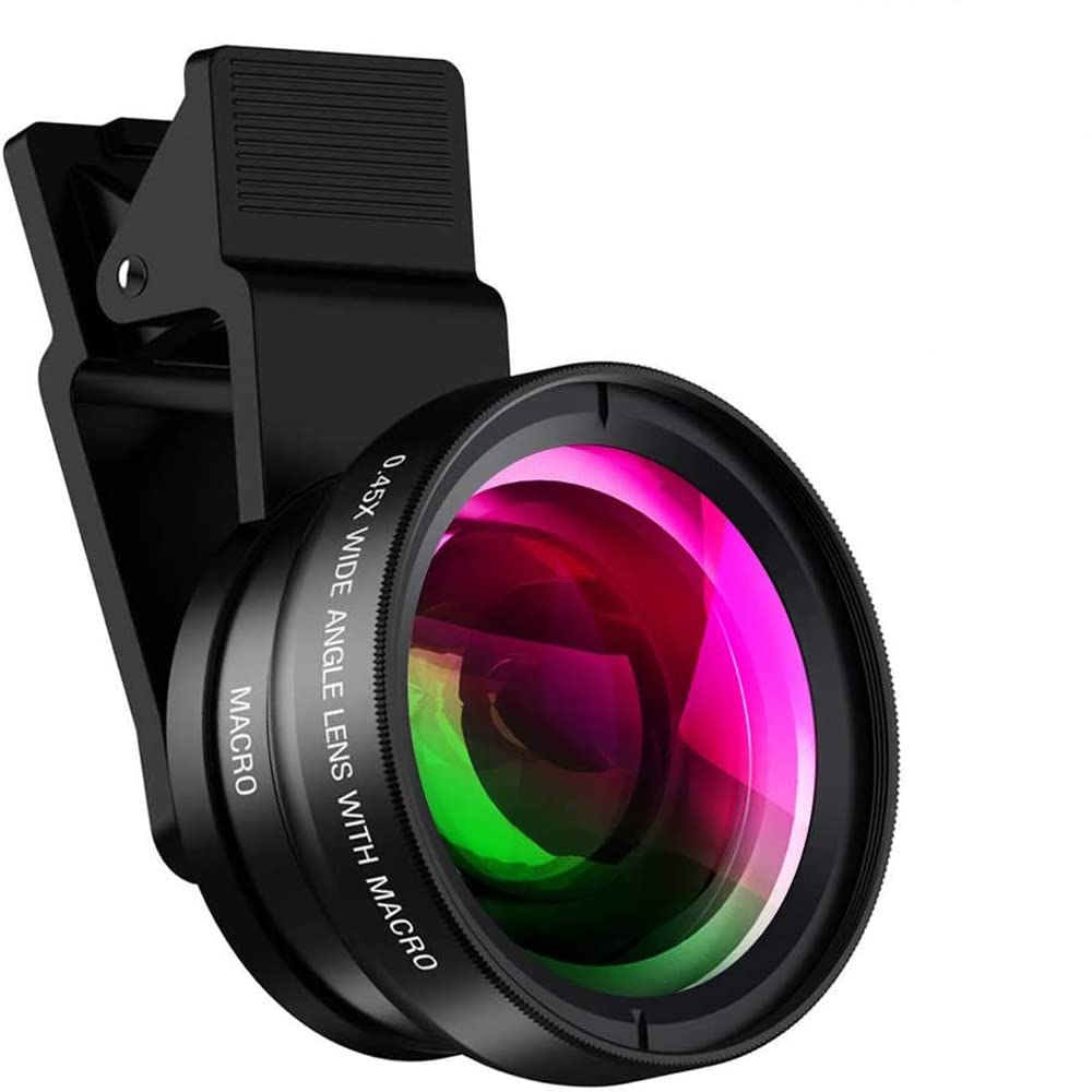  [AUSTRALIA] - Cell Phone Camera Lens 2 in 1 Clip-on Lens Kit 0.45X Super Wide Angle & 12.5X Macro Phone Camera Lens for iPhone 8 7 6s 6 Plus 5s Samsung Android & Most Smartphones Black