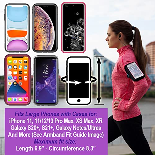  [AUSTRALIA] - Tune Belt AB92 Cell Phone Running Armband Holder for iPhone 11/12/13 Pro Max, 11/XR/XS Max and Galaxy Note/Plus/Ultra (Extra Depth fits Large Case) For Workouts & Exercise Black