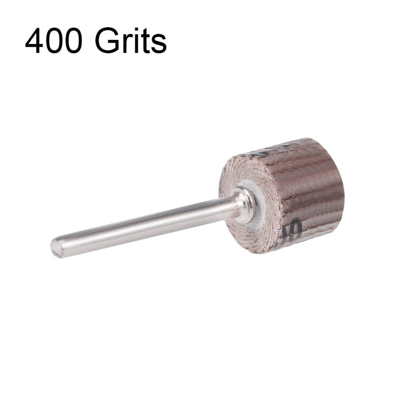  [AUSTRALIA] - uxcell 8 Pcs 12x12mm Flap Wheel 400 Grits Abrasive Grinding Head with 1/8 inches Shank for Rotary Tool