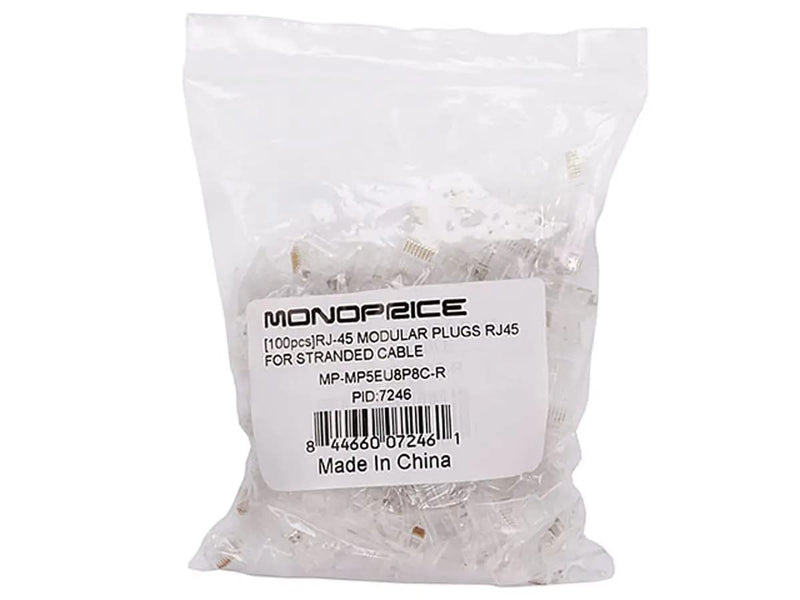  [AUSTRALIA] - Monoprice RJ-45 Modular Plugs RJ45, 100 Pack For Stranded Cable (107246)