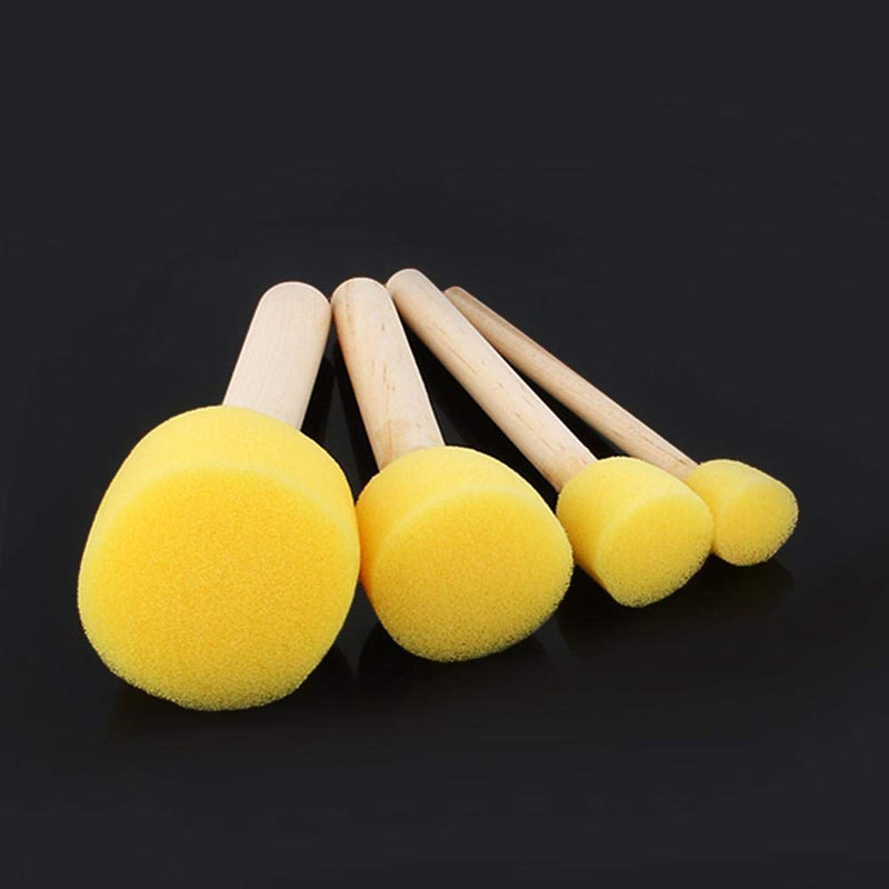  [AUSTRALIA] - 4Pcs Round Stencil Sponge Wooden Handle Foam Sponge Paint Brush Furniture Art Crafts Painting Tool Supplies
