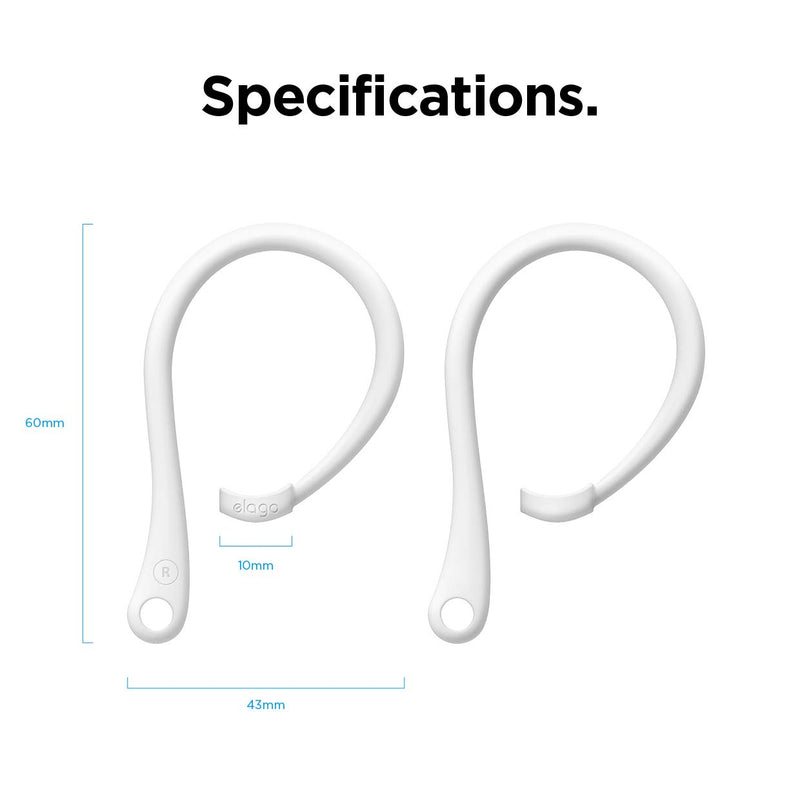 elago Ear Hooks Designed for Apple AirPods Pro and Designed for AirPods 1 & 2, Ergonomic Design, Durable TPU Construction, Full Access (White) [US Patent Registered] White - LeoForward Australia