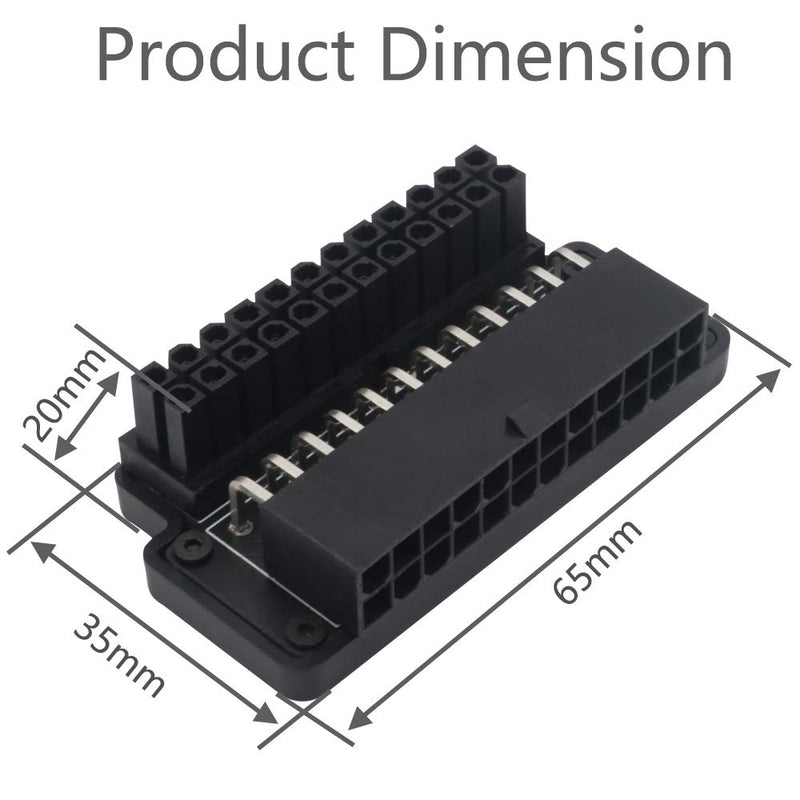  [AUSTRALIA] - New Version ATX 24Pin Female to 24pin Male 90 Degree Power Adapter with Power OK and Stand by LED and ABS Plastic top Cover for Desktops Power Supply