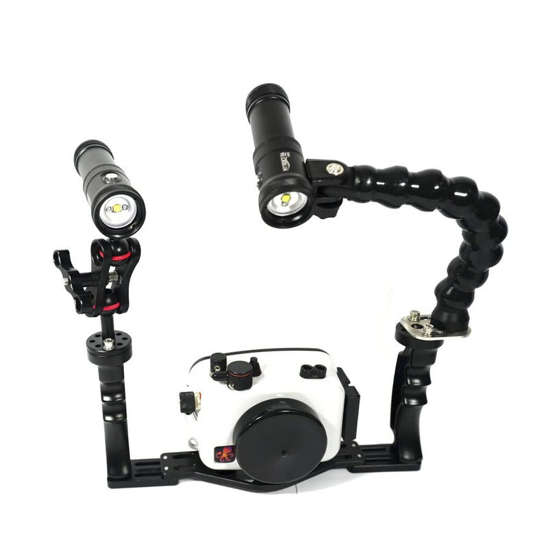  [AUSTRALIA] - Dive Video Light 2000 Lumen Dive Photography Camera Light for gopro Dive LED Flashlight lamp, 100M/330FT Underwater Flood Light with White Beam red Beam Battery Rechargeable Torch NiteScuba V20 black