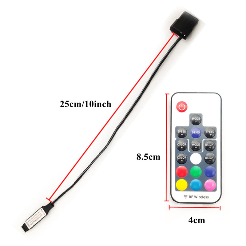  [AUSTRALIA] - Computer Fan Lighting Effect Controller, 12V 4-Pin RGB Fan Equipment Connect Cable Control Remote Controller with On/Off Swtich and Brightness Adjustment