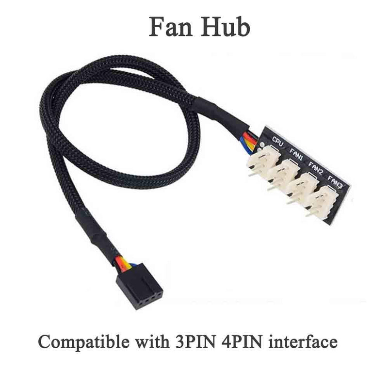  [AUSTRALIA] - Aimeixin PWM Fan Hub, PC CPU Motherboard Cooling 4 PIN/3PIN Fan Power Cable Hub Splitter Adapter 1 to 4 Fan PWM Case Fan Connector for Desktop Computer Cooler Case Fans