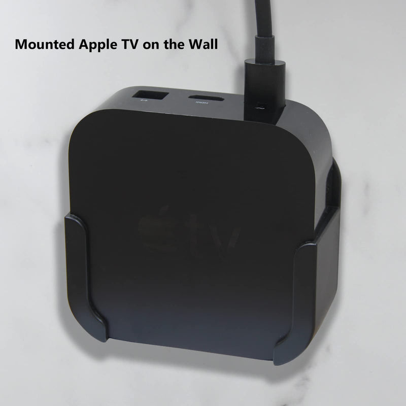  [AUSTRALIA] - Pinowu Wall Mount Bracket Holder Compatible with Apple TV 4K / HD, TV Mount with Wrist Strap and Siri Remote Protective Case Cover (2nd Generation) (Black)