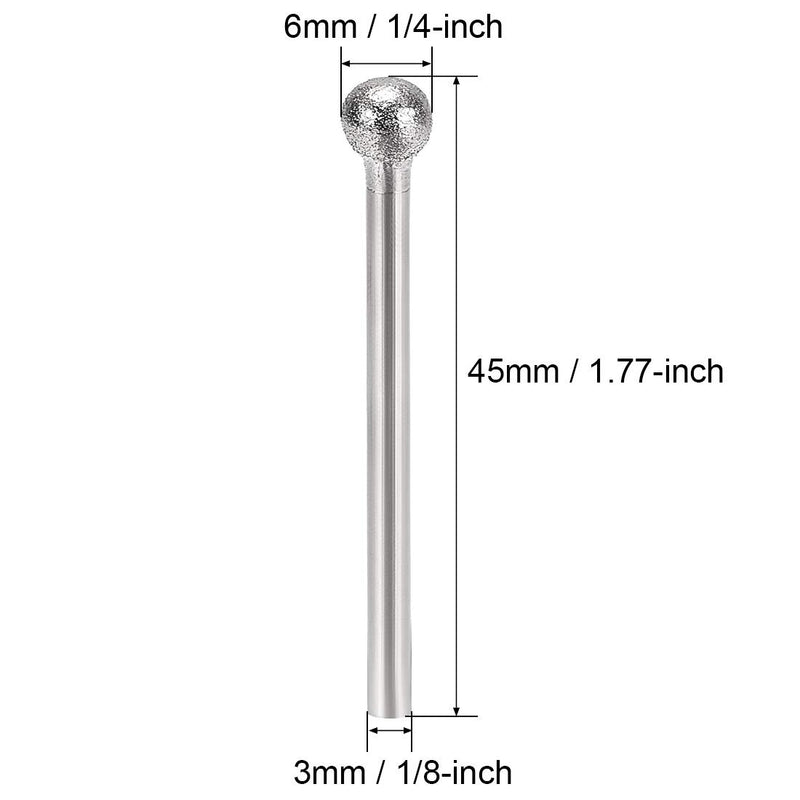 uxcell Diamond Burrs Bits Grinding Drill Carving Rotary Tool for Glass Stone Ceramic 150 Grit 1/8-Inch Shank 6mm Sphere 5 Pcs - LeoForward Australia