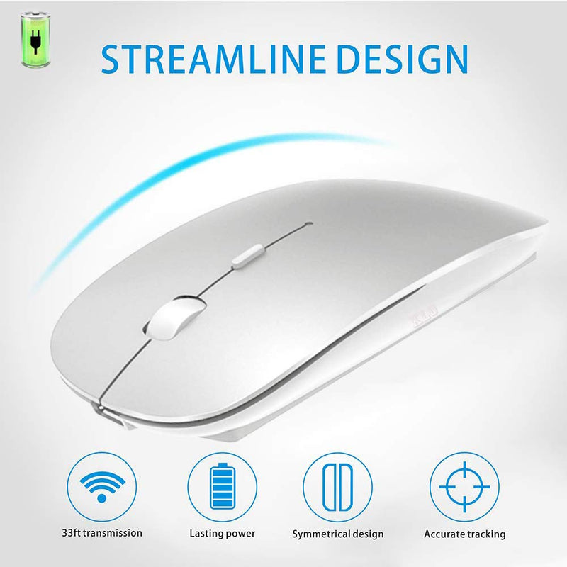  [AUSTRALIA] - Rechargeable Bluetooth Mouse for MacBook pro/MacBook air/Laptop/iMac/iPad/pc, Wireless Mouse for MacBook pro MacBook Air/iPad/iMac/Laptop/Notebook/pc (Bluetooth Mouse/Silver) Bluetooth Mouse/Silver