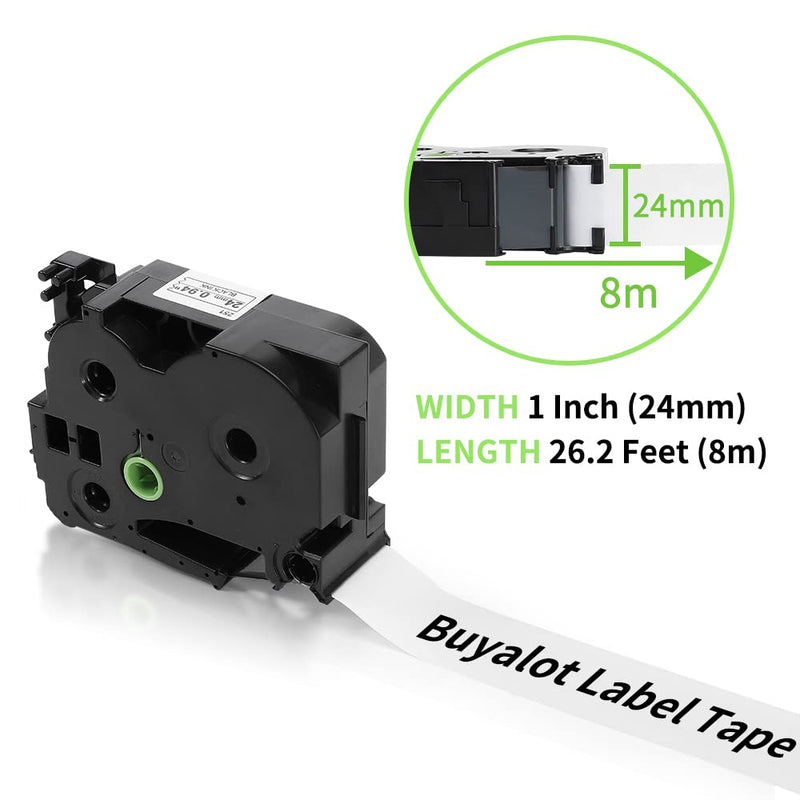  [AUSTRALIA] - Buyalot Compatible 1 Inch Label Tape Replacement for Brother P Touch 24mm Tape Tze-251 TZ TZe 251 0.94 Laminated White for Brother Ptouch PTD600 PT-P710BT PTP750W Label Maker, 8-Pack