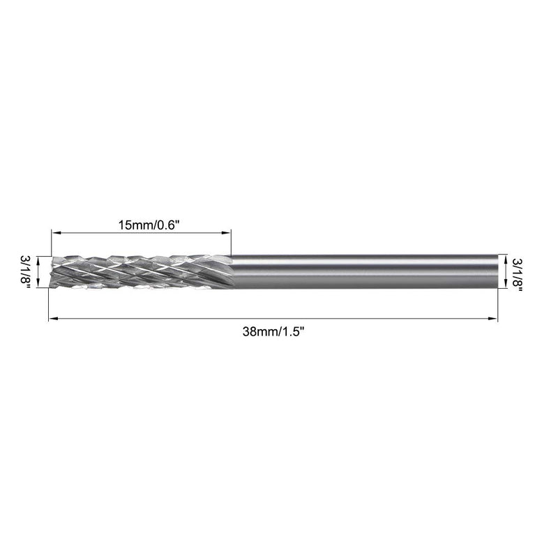 uxcell Tungsten Carbide Rotary Files 1/8" Shank, Double Cut Top Toothed Cylinder Shape Rotary Burrs Tool 3mm Dia, for Die Grinder Drill Bit Wood Soft Metal Carving Polishing, 2pcs - LeoForward Australia