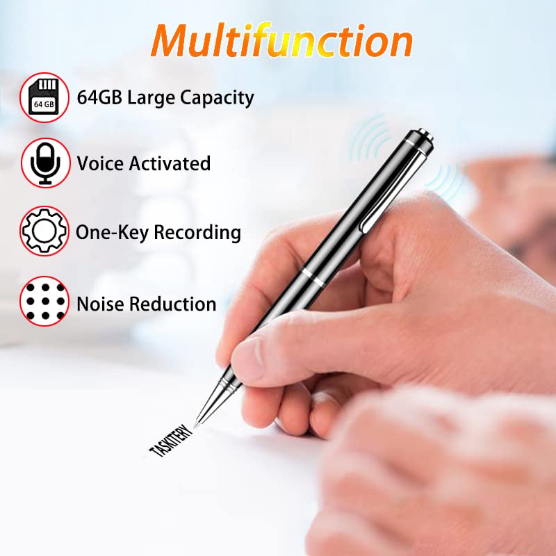  [AUSTRALIA] - 64GB TASKITERY Voice Recorder，Voice Activated Recorder with MPS Playback for Lecture, Interview, Meeting… 64G Pen