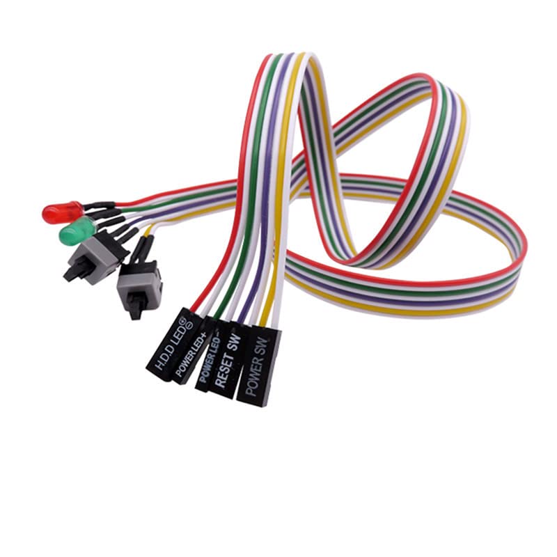  [AUSTRALIA] - LuoQiuFa (4-Pack ) Computer Case LED Light Red Green ATX Power Supply Reset HDD Switch Cable ATX 25inch Case Front Bezel Wire Kit