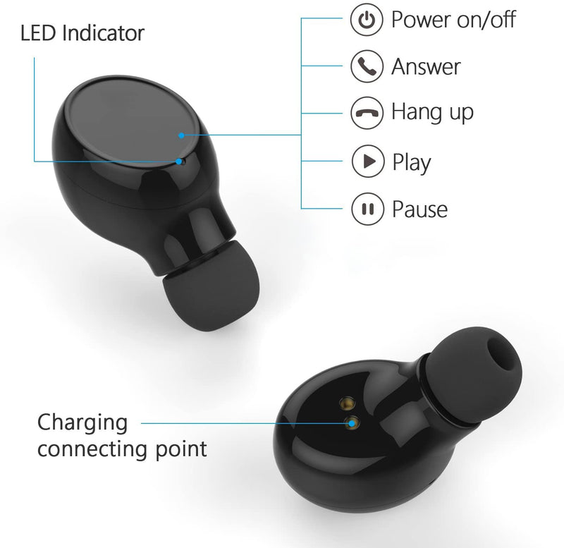  [AUSTRALIA] - XBAKE Single Bluetooth Earbud, Mini Invisible Wireless Headset, Smallest in-Ear Headphone, Sports Earpiece with Mic, 8 Hrs Playtime, for Car Vehicle Business, Waterproof Earphone for Android iPhone