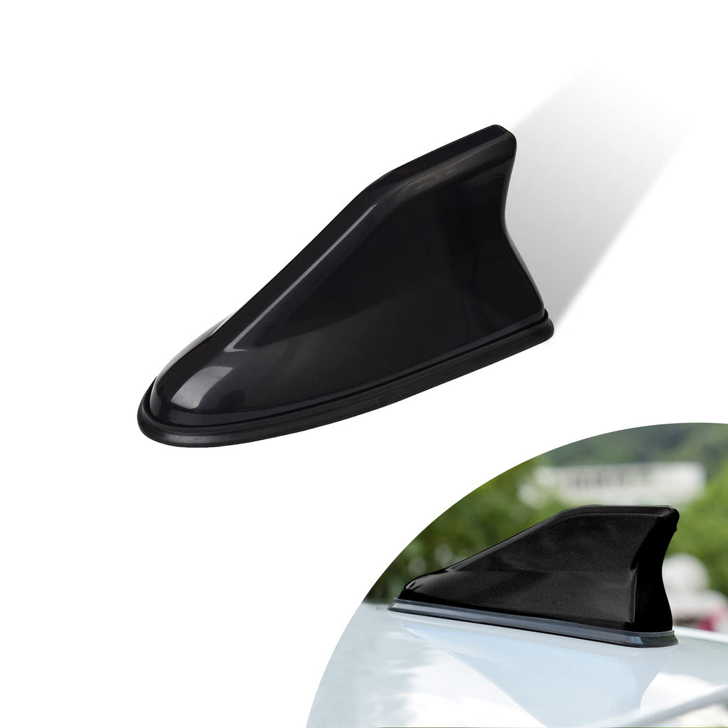  [AUSTRALIA] - QODOLSI 1 PC Car Shark Fin Antenna Cover, AM FM Radio Signal Roof Aerial Adhesive Tape Base for Car SUV Truck Van (Black) Black