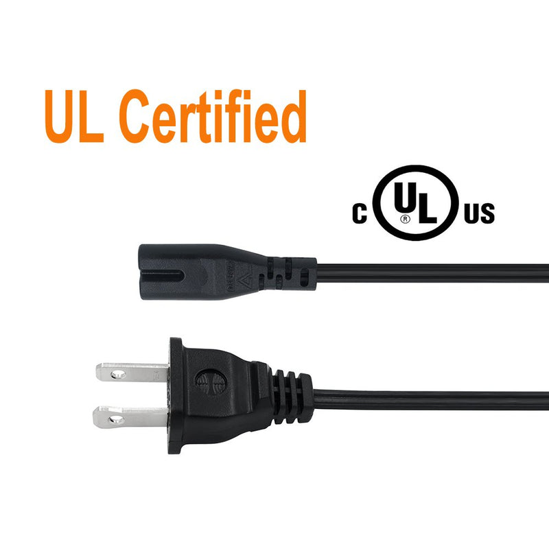  [AUSTRALIA] - POWSEED [UL Listed] 6Ft 2-Prong AC Wall Power Cable 2 Slot Cord for HP Dell Samsung Sony Asus Acer Toshiba Laptop Charger LED LCD Monitor TV Epson Lexmark Printer Ps2 Ps3 Slim Ps4 DVD Players