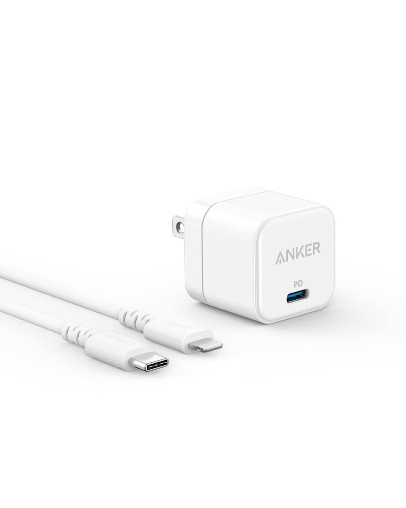  [AUSTRALIA] - USB C Charger, Anker Fast Charger with Foldable Plug, PowerPort III 20W Cube Charger with USB C to Lightning Cable for iPhone 14/14 Plus/14 Pro/14 Pro Max/13, Galaxy, iPad/iPad Mini and More 1pack+Cable White 0