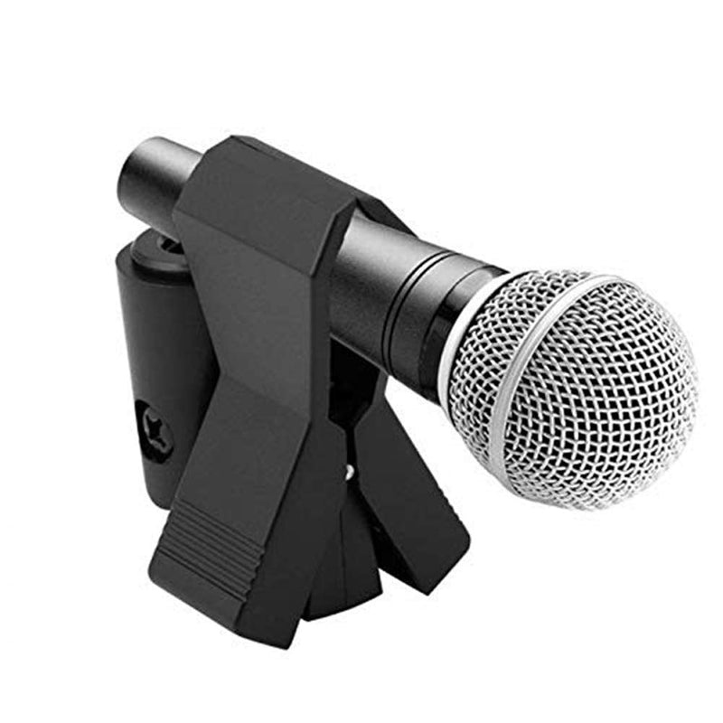  [AUSTRALIA] - Universal Microphone Clip Holder Stands with 5/8" Male to 3/8" Female Nut Adapters Butterfly Style Microphone Clip Holder for Handhold Microphone Black 2 Set