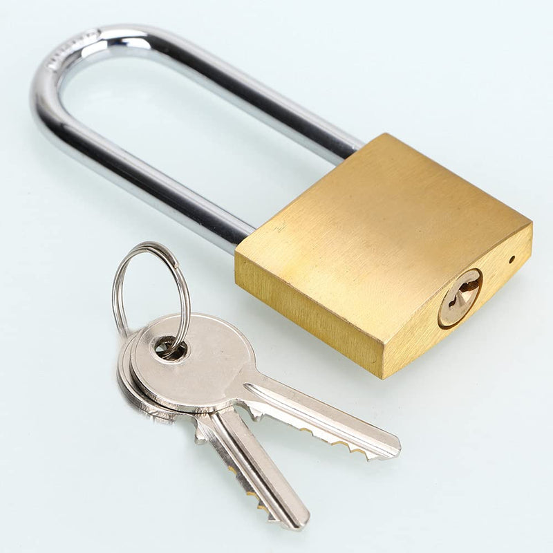  [AUSTRALIA] - ABRAFOX Lock Solid Brass Keyed Different Long Shackle Padlock -（1-9/16 inch 40mm)2pack Long shackle-2pack