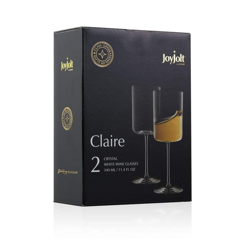  [AUSTRALIA] - JoyJolt White Wine Glasses – Claire Collection 11.4 Ounce Wine Glasses Set of 2 – Deluxe Crystal Glasses with Ultra-Elegant Design – Ideal for Home Bar, Kitchen, Restaurants