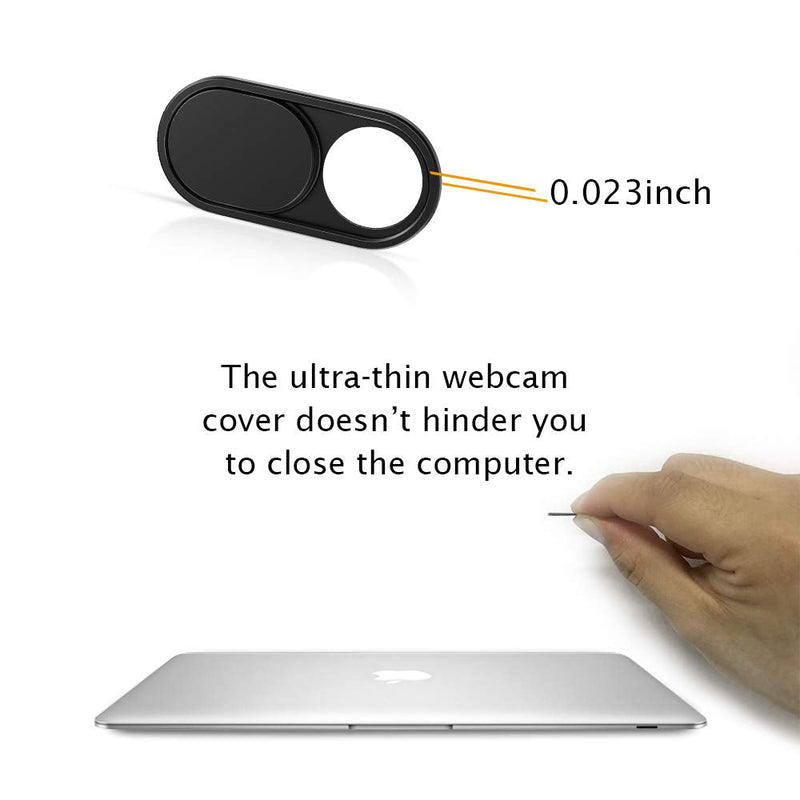  [AUSTRALIA] - CloudValley Webcam Cover Slide, [5 Pack] 0.6mm-Thin Metal Web Camera Cover Sticker for MacBook Pro, MacBook Air, Laptop, iMac, PC, Surfcase, iPhone 8/7/6 Plus, Privacy Cover, Black-5 pcs