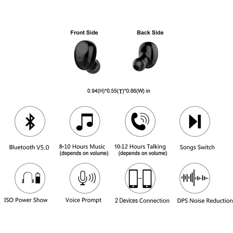  [AUSTRALIA] - Bluetooth Earbud 10 Hrs Playtime, Single Wireless Earphone, Mini Bluetooth Headset Hands-free Car Headphone, Cell Phone Bluetooth Earpiece for iPhone Samsung Android Phones PC TV Audiobook