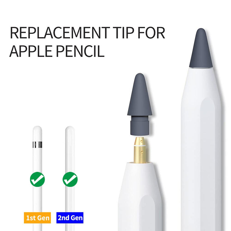AWINNER Pen Tip Compatible with Apple Pencil Tips 1st & 2nd Generation Color Nib (Grey) Grey - LeoForward Australia