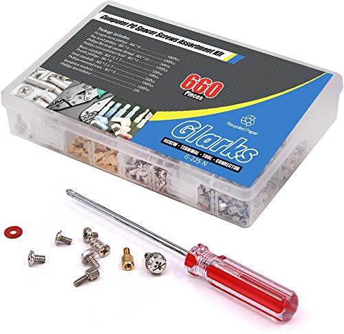  [AUSTRALIA] - Glarks 660-Pieces Phillips Head Computer PC Spacer Screws Assortment Kit for Hard Drive Computer Case Motherboard Fan Power Graphics (Extra: Phillips Screwdriver)