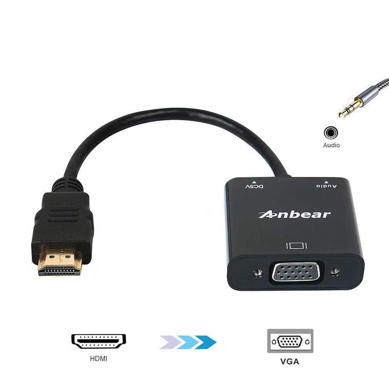  [AUSTRALIA] - HDMI to VGA with Audio,Anbear Gold-Plated HDMI to VGA Adapter 2 Pack (Male to Female) Compatible for Computer, Desktop, Laptop, PC, Monitor, Projector, HDTV, Chromebook,Roku, Xbox and More