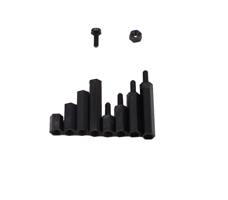  [AUSTRALIA] - HVAZI M2 Nylon Hex Male-Female Spacer Standoffs Screw Nut Assortment Kit (Black) 180PCS/M2 Black