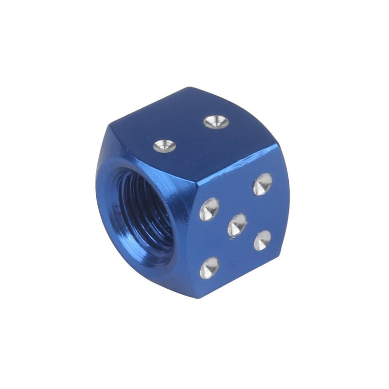  [AUSTRALIA] - Senzeal 5x Aluminum Dice Valve Caps Tire Air Valve Stem Caps Cover for Car Trunk Bike Bicycle Wheel Blue