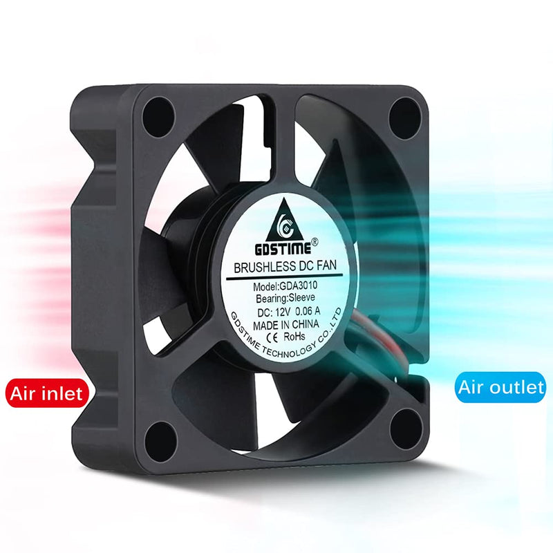  [AUSTRALIA] - GDSTIME 30mm x 30mm x 10mm 1 inch Small 12V DC Brushless Cooling Fan