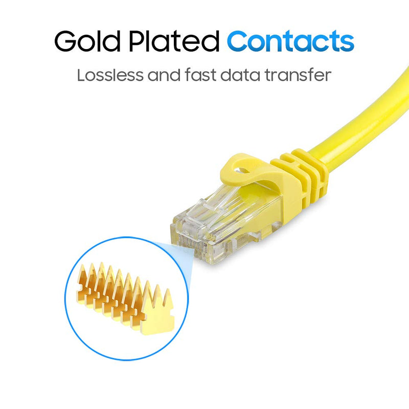  [AUSTRALIA] - Cmple – 5 Pack Cat6 Ethernet Cable, High Speed Cat6 Internet Network Cable, Ethernet Patch Cables, Computer LAN Cable with Snagless RJ45 Connectors - 1.5 Feet Yellow (Pack of 5) 1.5FT