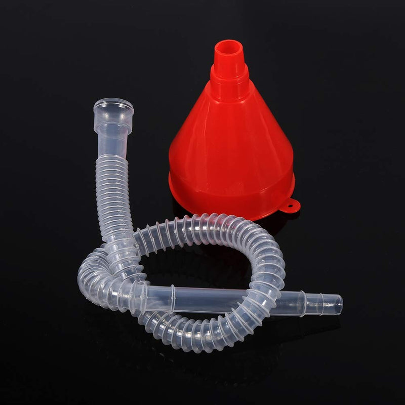  [AUSTRALIA] - Long Funnel for Oil - Universal Filling Funnel 8 cm Wide Mouth Plastic Motorcycle Funnel for Liquids, Engine Oil Filler Funnel with Soft Long Flexible Pipe for Motorcycle Vehicle Engine Oil Liquid Red