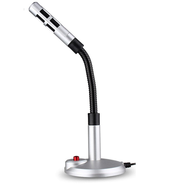  [AUSTRALIA] - 3.5mm Jack Computer Microphone with Gooseneck for PC and Laptop-Silver Silver